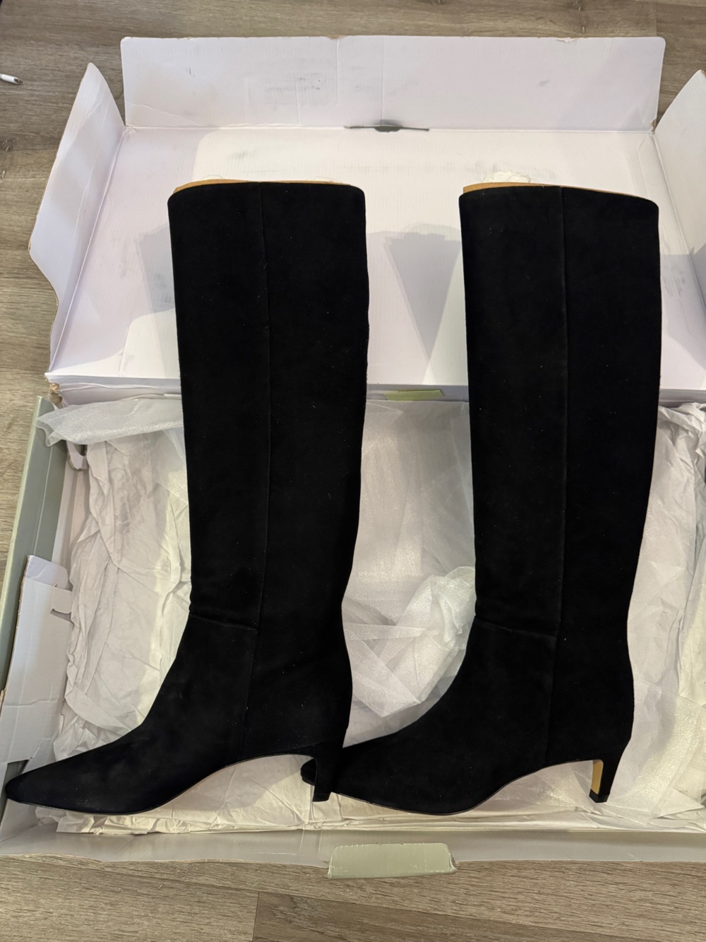 Everlane Studio Knee-High Boots in Black Suede